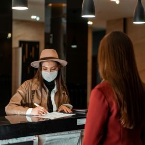 hospitality advisor checking in to a hotel